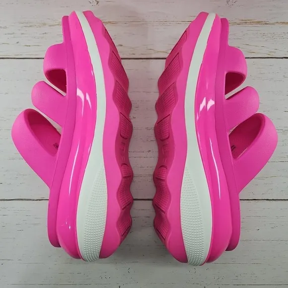 Crocs Sandals Womens 10 Pink‎ Mega Crush Triple Strap Platform Slip On 209842