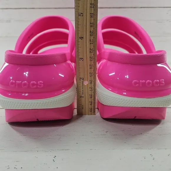 Crocs Sandals Womens 10 Pink‎ Mega Crush Triple Strap Platform Slip On 209842