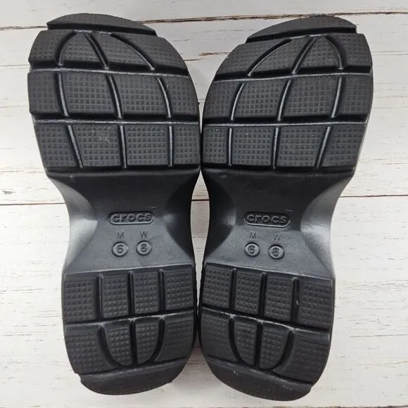 Crocs Stomp Platform Slide Sandals Womens Size 8‎ Black Chunky Heel 209346