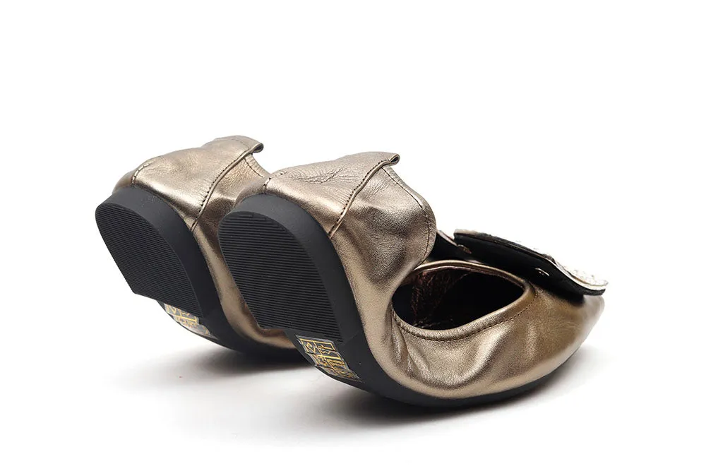 Crystal Buckle Foldable Flats
