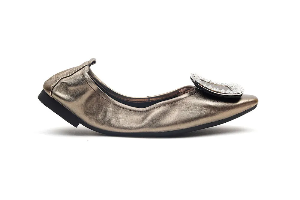 Crystal Buckle Foldable Flats