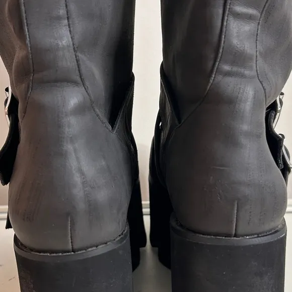 CURRENT MOOD MADE IN HELL DOLLS KILL GOTH BLACK CHUNKY HEELPLATFORM BOOTS SIZE 8