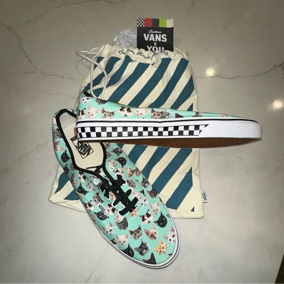 Custom Van’s | One of a Kind | Men’s Size 14 Cat Print Sneakers (NWT)