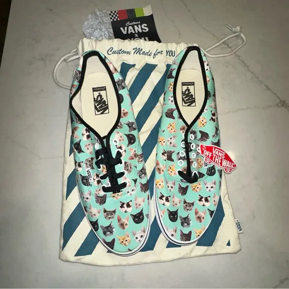 Custom Van’s | One of a Kind | Men’s Size 14 Cat Print Sneakers (NWT)