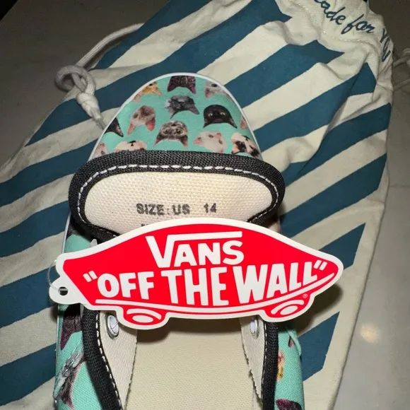 Custom Van’s | One of a Kind | Men’s Size 14 Cat Print Sneakers (NWT)