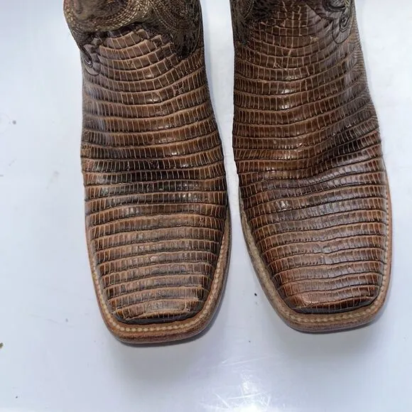 Dan Post square toe brown low heeled mid calf cowboy western boots DP 3426