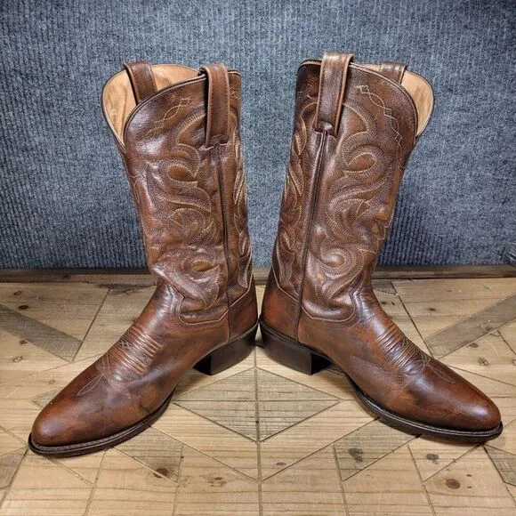 Dan Post Boots DP2111R Milwaukee Round Toe Cowboy Mid Calf Brown Men’s Western