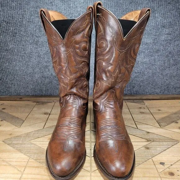 Dan Post Boots DP2111R Milwaukee Round Toe Cowboy Mid Calf Brown Men’s Western