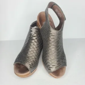 Dansko Danae‎ Perforated Slingback Mule Sandals Metallic Pewter EU 38