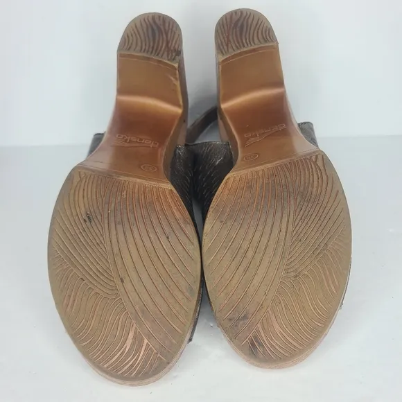 Dansko Danae‎ Perforated Slingback Mule Sandals Metallic Pewter EU 38
