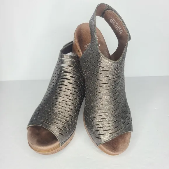 Dansko Danae‎ Perforated Slingback Mule Sandals Metallic Pewter EU 38