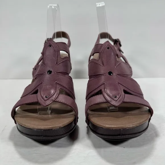 Dansko Nina Violet Purple Studded Leather Chunky Heeled Sandals Women Size 11