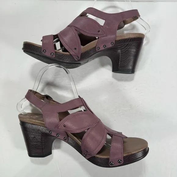 Dansko Nina Violet Purple Studded Leather Chunky Heeled Sandals Women Size 11