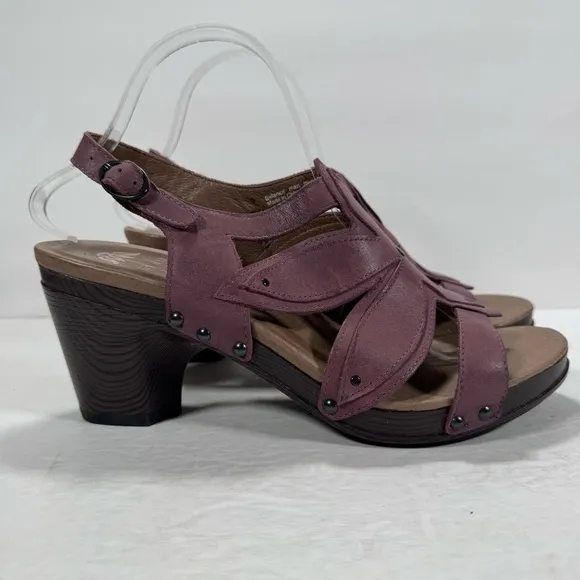 Dansko Nina Violet Purple Studded Leather Chunky Heeled Sandals Women Size 11