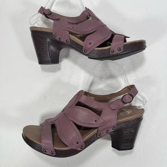 Dansko Nina Violet Purple Studded Leather Chunky Heeled Sandals Women Size 11