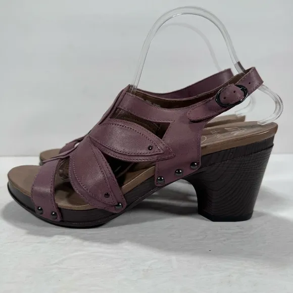 Dansko Nina Violet Purple Studded Leather Chunky Heeled Sandals Women Size 11