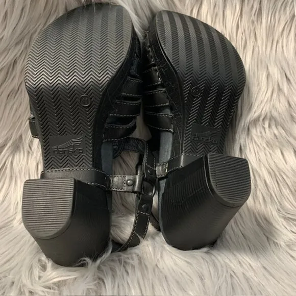 Dansko Randa Womens Black Leather Open Toe Sandal sz 41