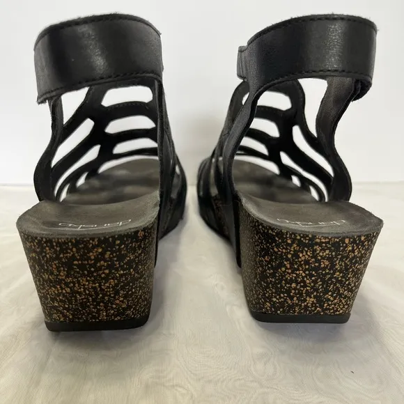 Dansko Selina Gladiator Wedge Sandals Sz 40 (9-9.5) Waxy Burnished Black
