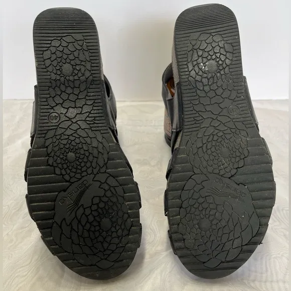 Dansko Selina Gladiator Wedge Sandals Sz 40 (9-9.5) Waxy Burnished Black