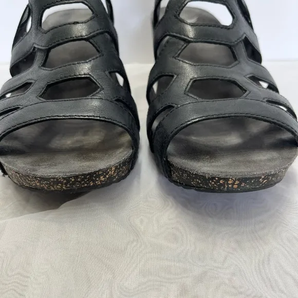 Dansko Selina Gladiator Wedge Sandals Sz 40 (9-9.5) Waxy Burnished Black