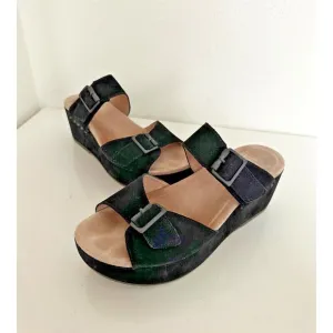 Dansko Selma Two Strap Platform Buckle Sandals Leather Black Women EU 38 US 7.5