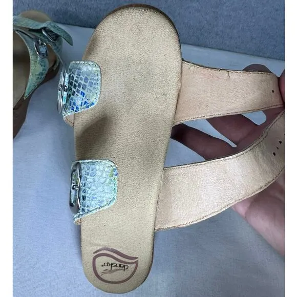Dansko Women sz 37 (6.5-7) Sophie Floral Lime Sandal Print Buckle Strap Clog