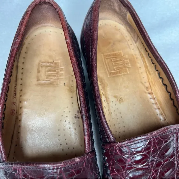 David Eden Genuine Alligator Leather Penny Loafers Dress Shoes Size 8.5 A