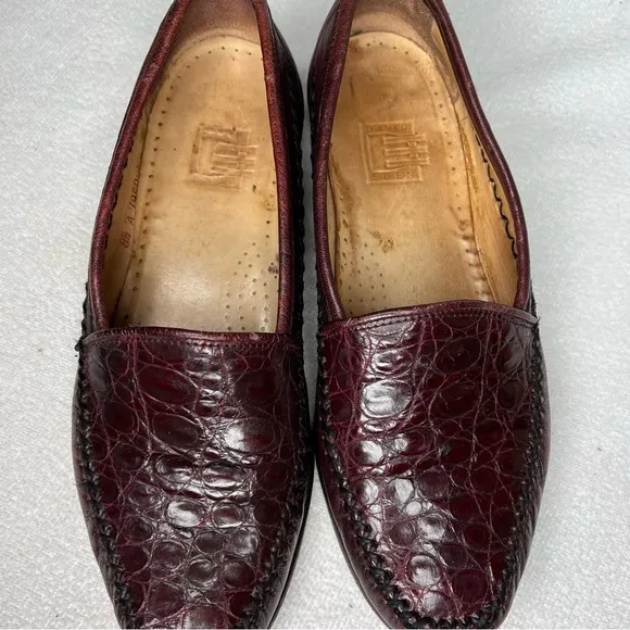 David Eden Genuine Alligator Leather Penny Loafers Dress Shoes Size 8.5 A