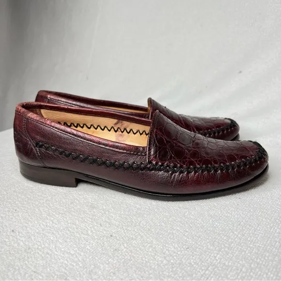 David Eden Genuine Alligator Leather Penny Loafers Dress Shoes Size 8.5 A
