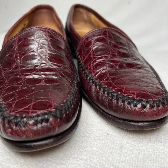 David Eden Genuine Alligator Leather Penny Loafers Dress Shoes Size 8.5 A
