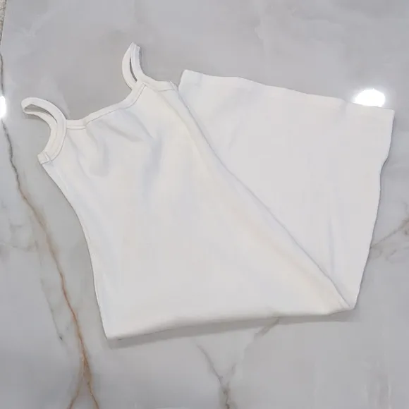 Daze Days Isla Back Off White Tank Midi Dress S Ribbed Summer Vacation Stretchy
