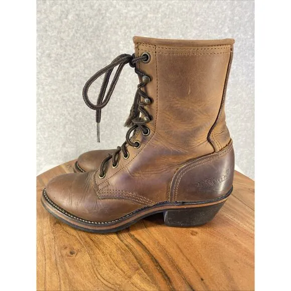 DD Tuff Boots Womens 6 Brown Leather Lace Up Western Steampunk Coastal Cowgirl
