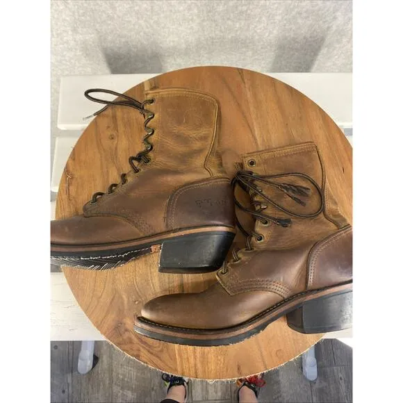 DD Tuff Boots Womens 6 Brown Leather Lace Up Western Steampunk Coastal Cowgirl