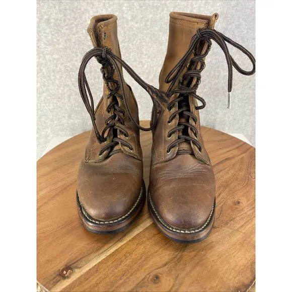 DD Tuff Boots Womens 6 Brown Leather Lace Up Western Steampunk Coastal Cowgirl