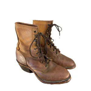 DD Tuff Boots Womens 6 Brown Leather Lace Up Western Steampunk Coastal Cowgirl