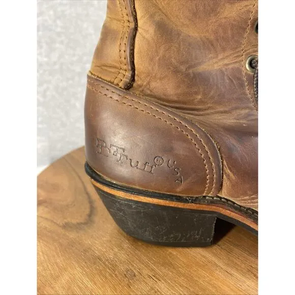 DD Tuff Boots Womens 6 Brown Leather Lace Up Western Steampunk Coastal Cowgirl