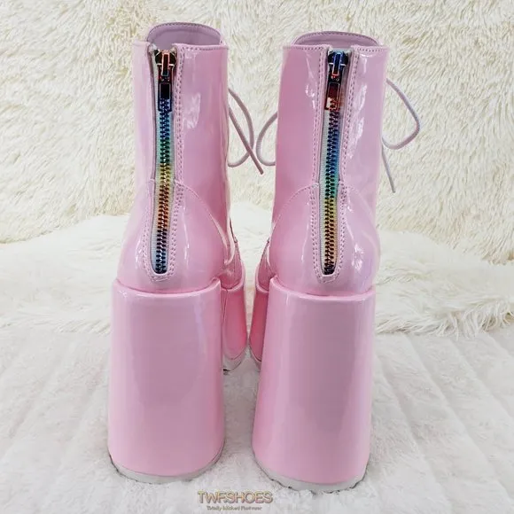 Demonia 5 Inch Platform Boots in Pink