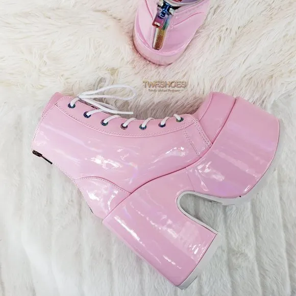 Demonia 5 Inch Platform Boots in Pink