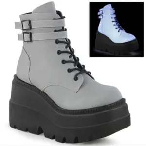 Demonia shaker 52 reflective Platform Boots with Chunky Soles
