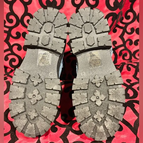 Denim Chunky Combat Boots