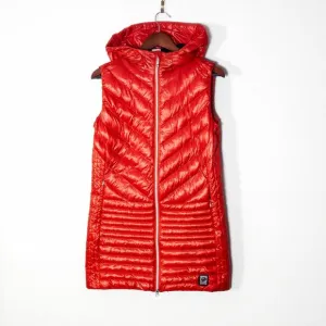 Descente Womens Puffer Jacket Red Hooded Featherless Hooded Insulated Sz 6 NWOT