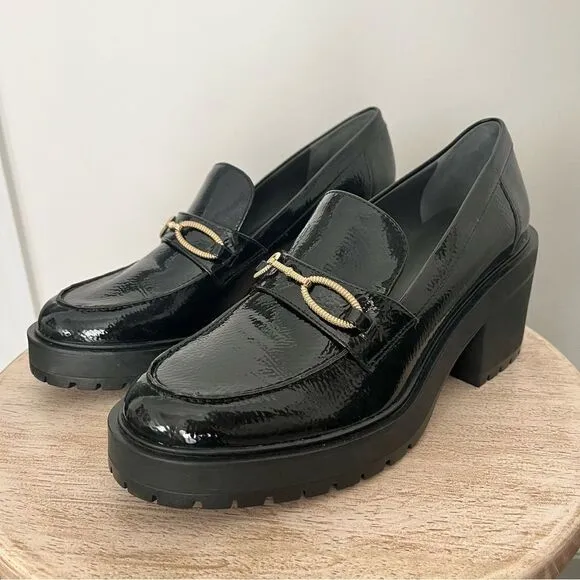 Desma Platform Lug Sole Penny Loafers Size 9 in Black NWOB