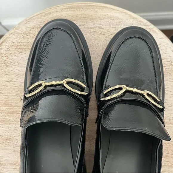 Desma Platform Lug Sole Penny Loafers Size 9 in Black NWOB