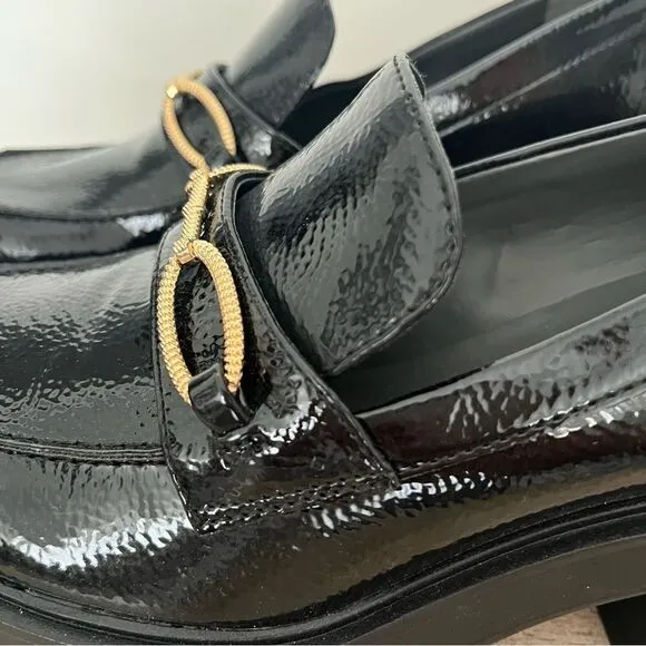 Desma Platform Lug Sole Penny Loafers Size 9 in Black NWOB