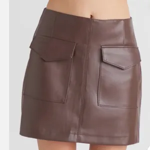 Dex Faux Leather Mini Skirt In Rustic Brown