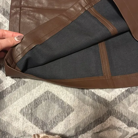 Dex Faux Leather Mini Skirt In Rustic Brown