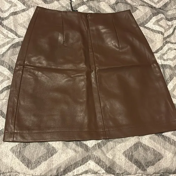 Dex Faux Leather Mini Skirt In Rustic Brown