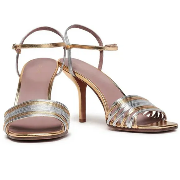DIANE VON FURSTENBERG Gold &amp; Silver Strappy Sandals