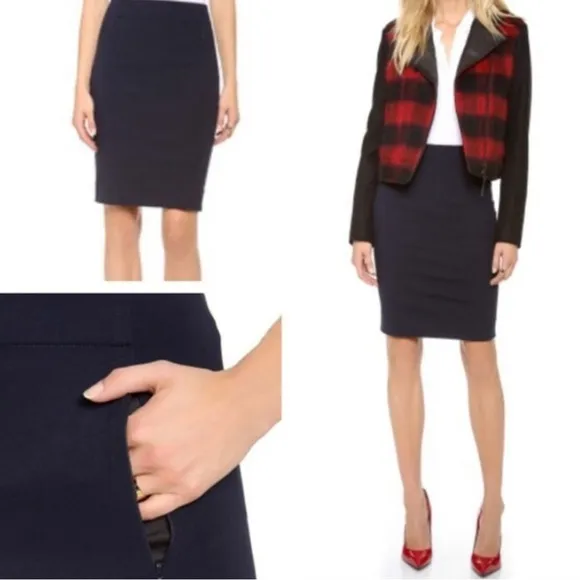 Diane von Furstenberg NEW pencil skirt navy blue &quot;New Koto&quot; jersey knit size 6