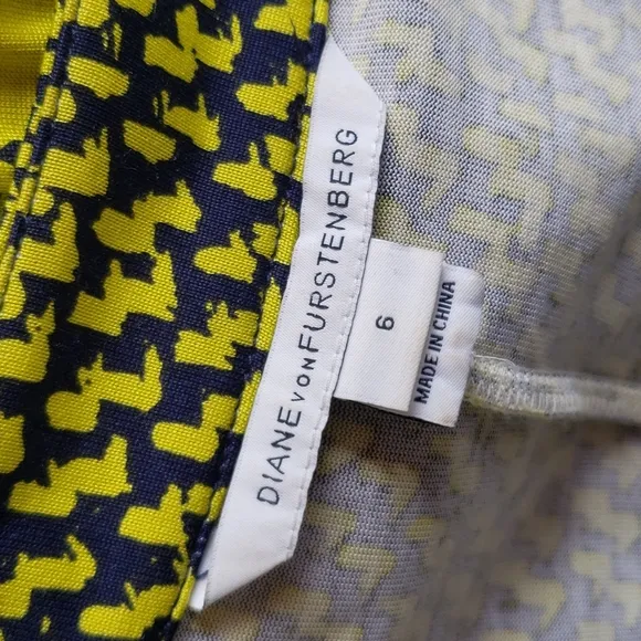 DIANE VON FURSTENBERG Nollie Tweed Dash Print Silk Dress sz 6 Women's Mini DVF